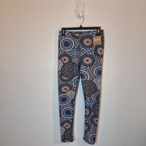 Just Cozy Women's Fleece Lined Leggings Size M/L Medallion Print 4-way Stretch